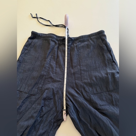 Zara-Crinkle-Lightweight-Navy Blue-SlatePull on-Pants-Casual-Staple-Basic-Size M - Picture 11 of 12